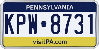 PA license plate KPW8731