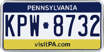 PA license plate KPW8732