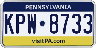 PA license plate KPW8733