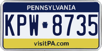 PA license plate KPW8735