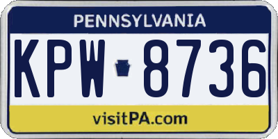 PA license plate KPW8736