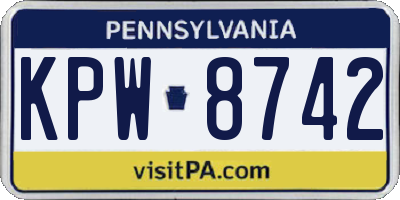 PA license plate KPW8742