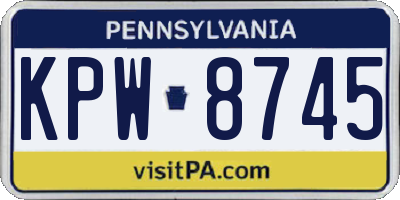 PA license plate KPW8745