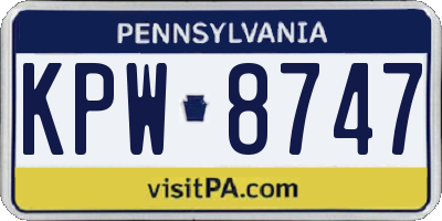 PA license plate KPW8747