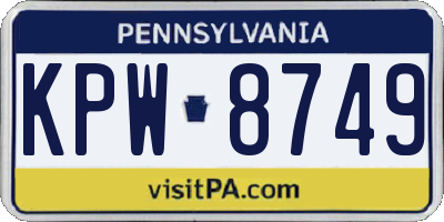 PA license plate KPW8749