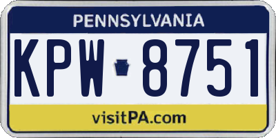 PA license plate KPW8751