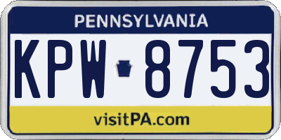PA license plate KPW8753