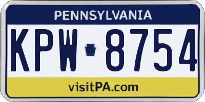 PA license plate KPW8754