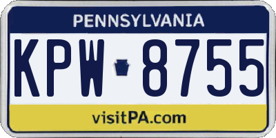 PA license plate KPW8755