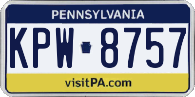 PA license plate KPW8757