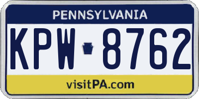PA license plate KPW8762