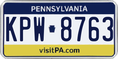 PA license plate KPW8763