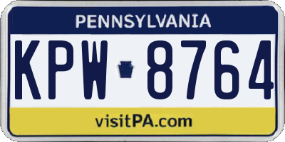 PA license plate KPW8764