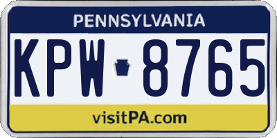 PA license plate KPW8765