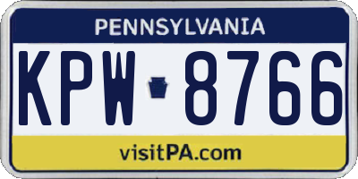 PA license plate KPW8766