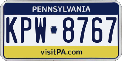 PA license plate KPW8767