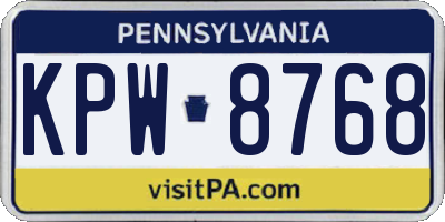 PA license plate KPW8768