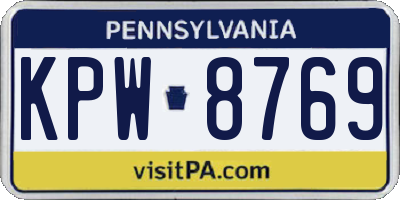 PA license plate KPW8769