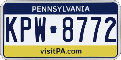 PA license plate KPW8772
