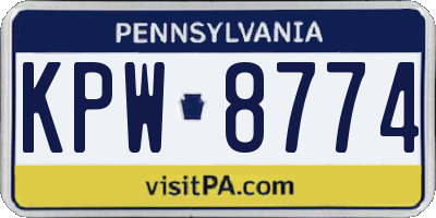 PA license plate KPW8774