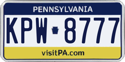 PA license plate KPW8777