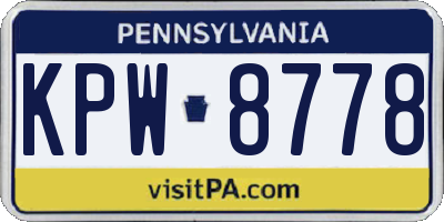 PA license plate KPW8778