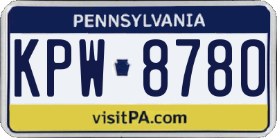 PA license plate KPW8780