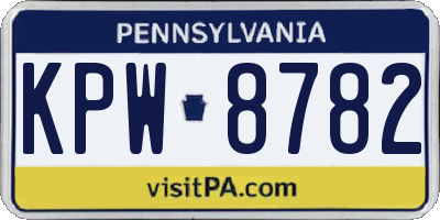 PA license plate KPW8782