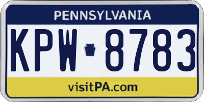 PA license plate KPW8783