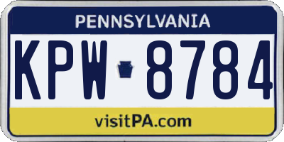PA license plate KPW8784