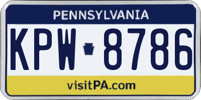 PA license plate KPW8786