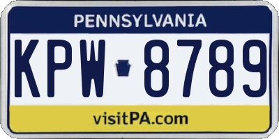 PA license plate KPW8789