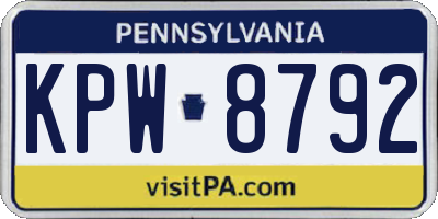 PA license plate KPW8792