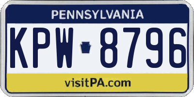 PA license plate KPW8796