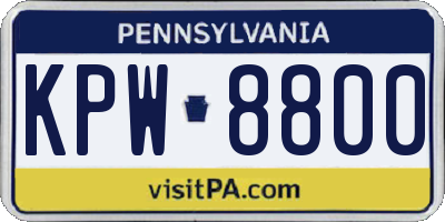 PA license plate KPW8800