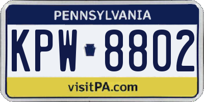 PA license plate KPW8802