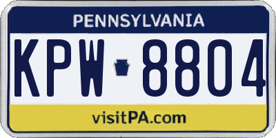 PA license plate KPW8804
