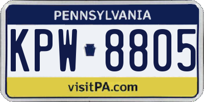PA license plate KPW8805