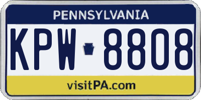 PA license plate KPW8808