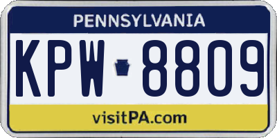 PA license plate KPW8809