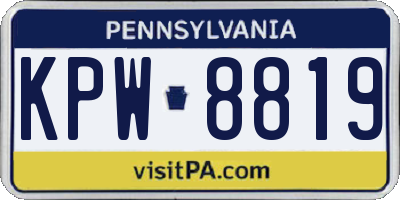 PA license plate KPW8819