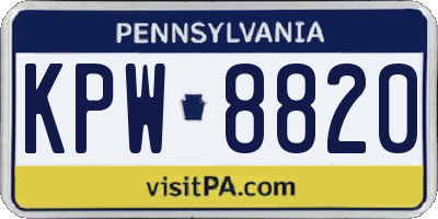 PA license plate KPW8820