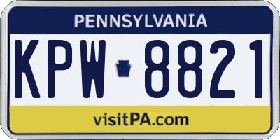 PA license plate KPW8821