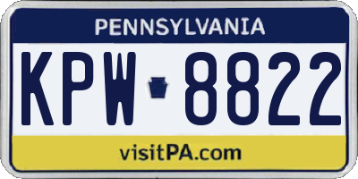 PA license plate KPW8822
