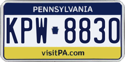 PA license plate KPW8830