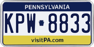 PA license plate KPW8833