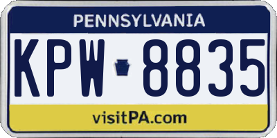 PA license plate KPW8835