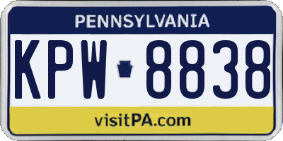 PA license plate KPW8838