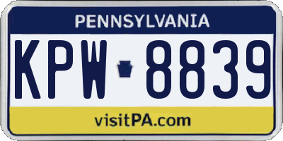 PA license plate KPW8839