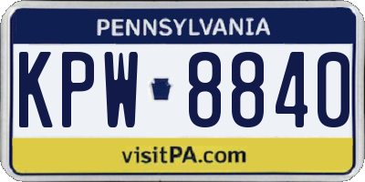 PA license plate KPW8840